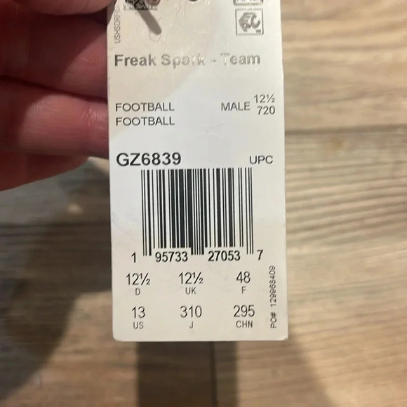 NWT Adidas Freak Spark Football Turf Cleats Size 13 Black No Tie Velcro Slip On - Picture 5 of 8